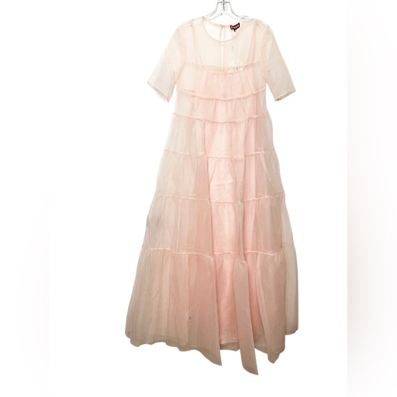 Staud Hyacinth Women’s Organza Tiered Maxi Dress Light Pink Small MSRP$495 NWT - Picture 1 of 4